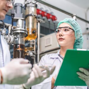 scientists with a clip board