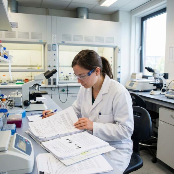 scientist checking the potency profiles of the cbd oil